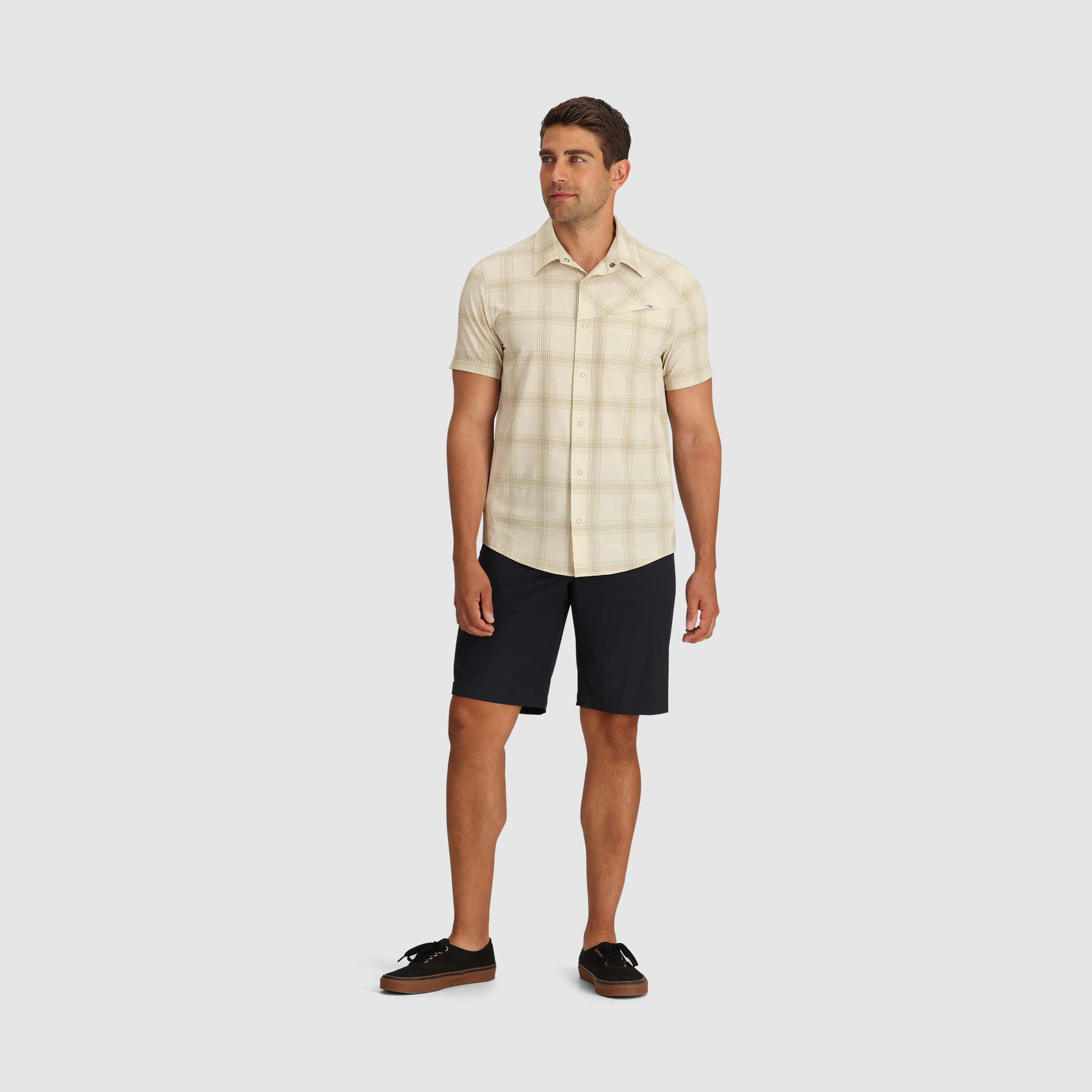 Outdoor Research Astroman Short-Sleeve Sun Shirt - Men's Oyster Plaid, M
