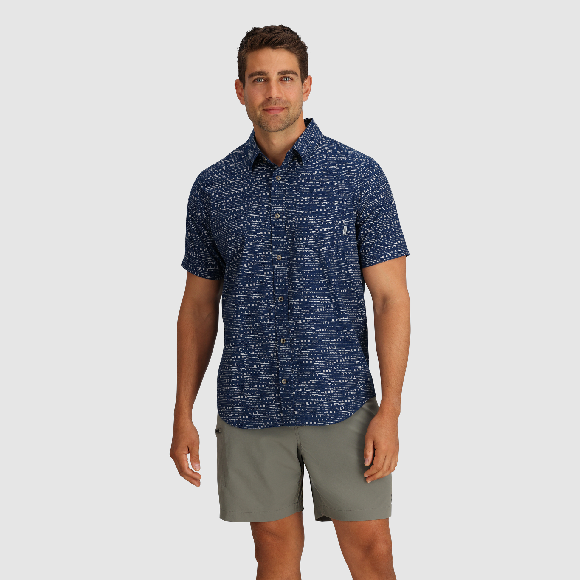 Outdoor Research Men's Rooftop Short Sleeve Shirt Oyster Dash Path / M