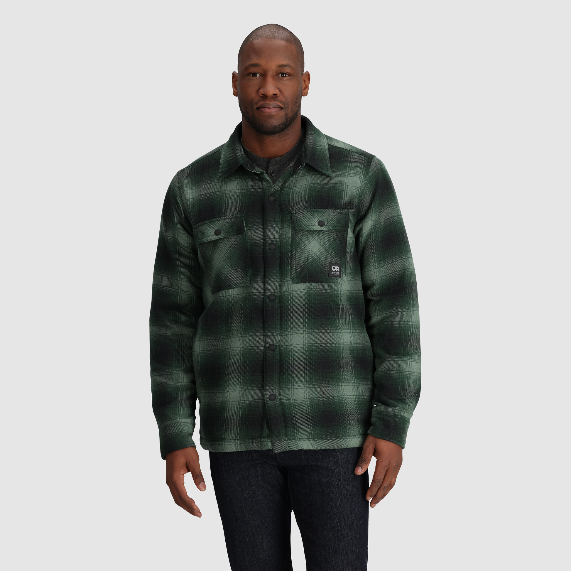 Green flannel jacket men's clearance