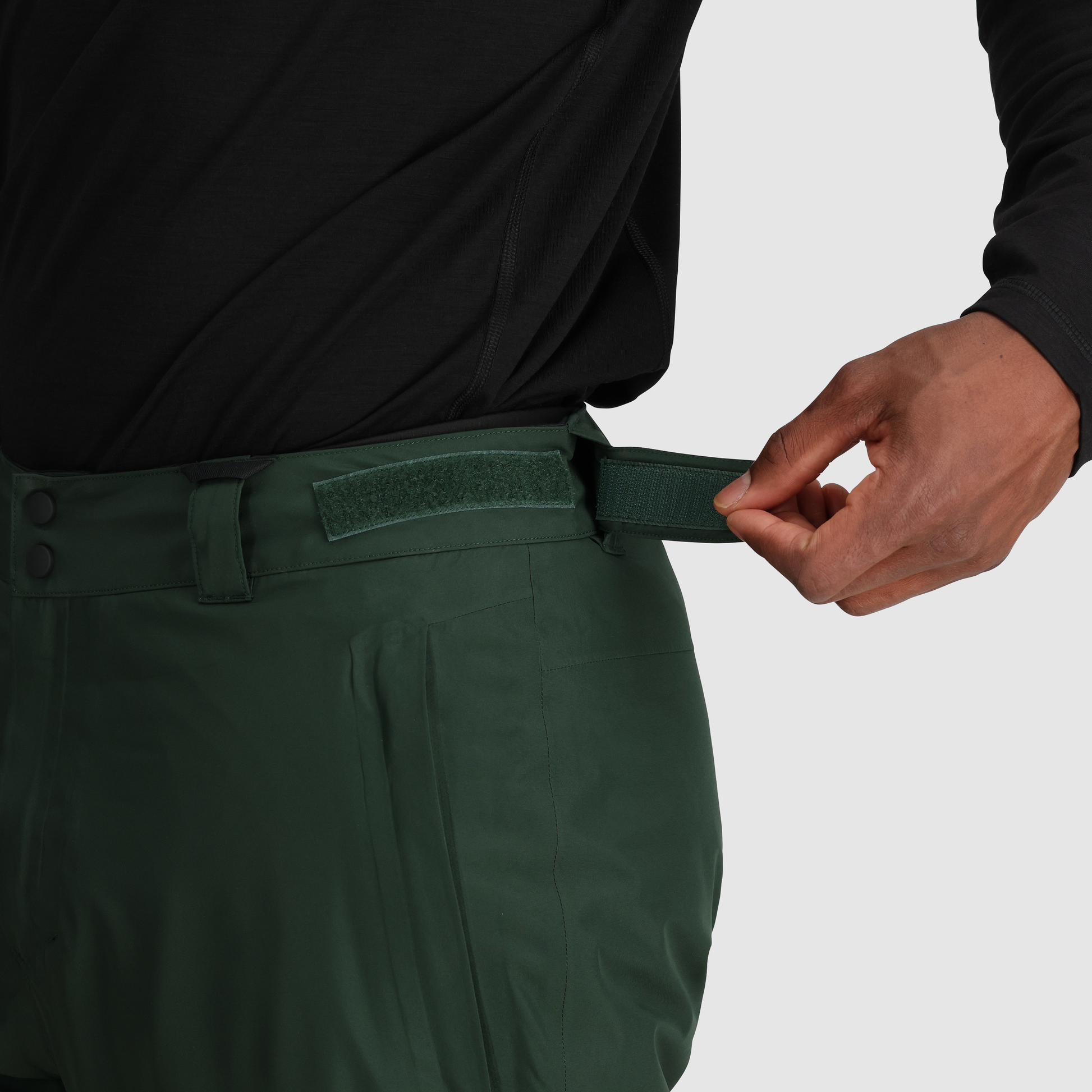 B1 ::Velcro Waist Adjustment / Allows micro adjustments to waist as well as prevent zipper creep.