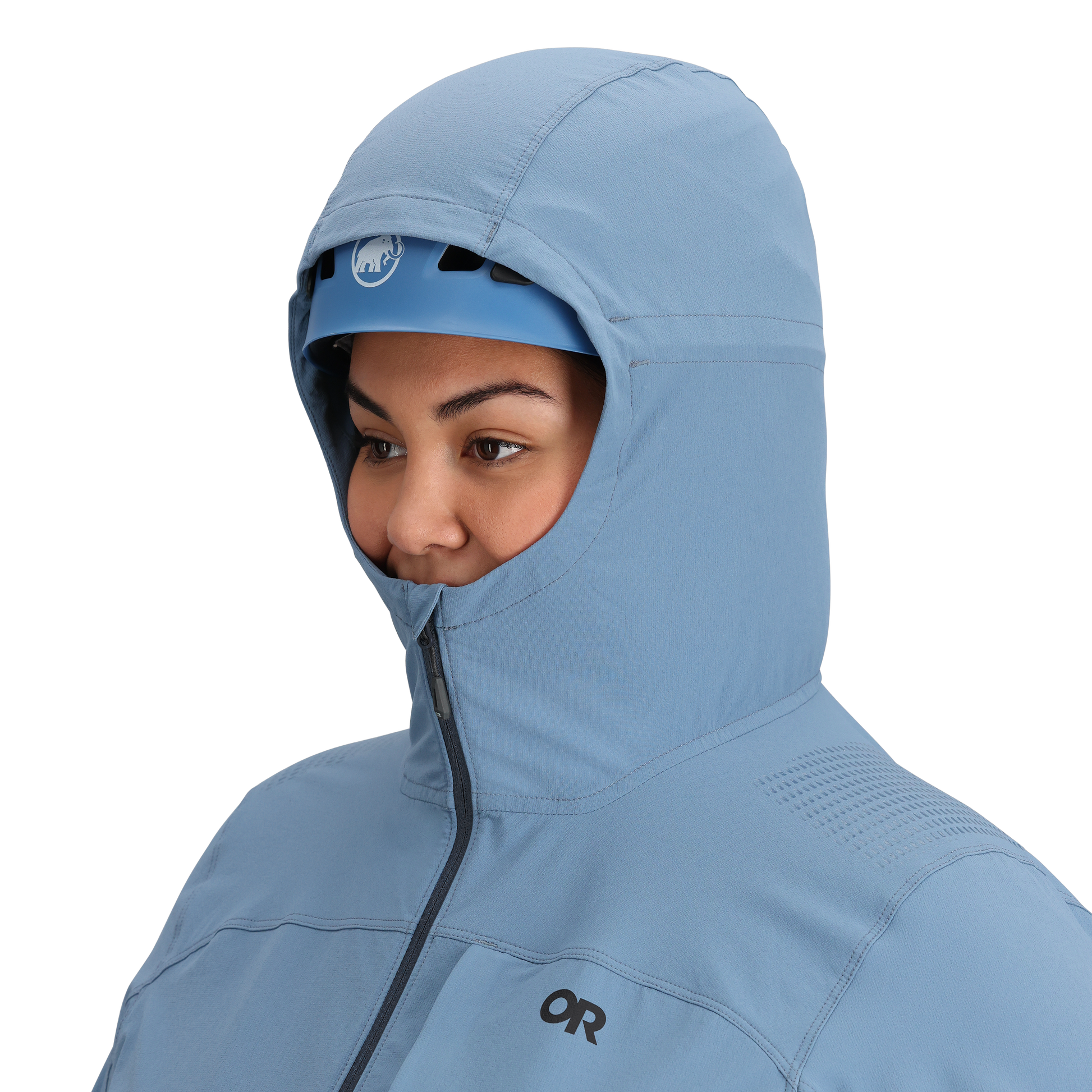 B3 :: Helmet Compatible / This hood is compatible with most helmet sizes, fitting over a skiing, biking, or climbing helmet.